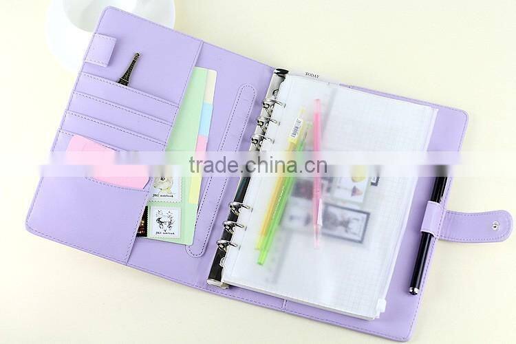 A6/A6 faux leather cover loose leaf agenda planner custom daily planner dairy with clasp/insert pocket /pen holder