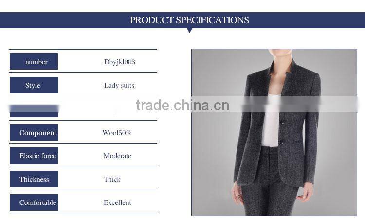 Custom Gery Fashion Blazer Of Ladies Two Button Mandarin Collar Suit