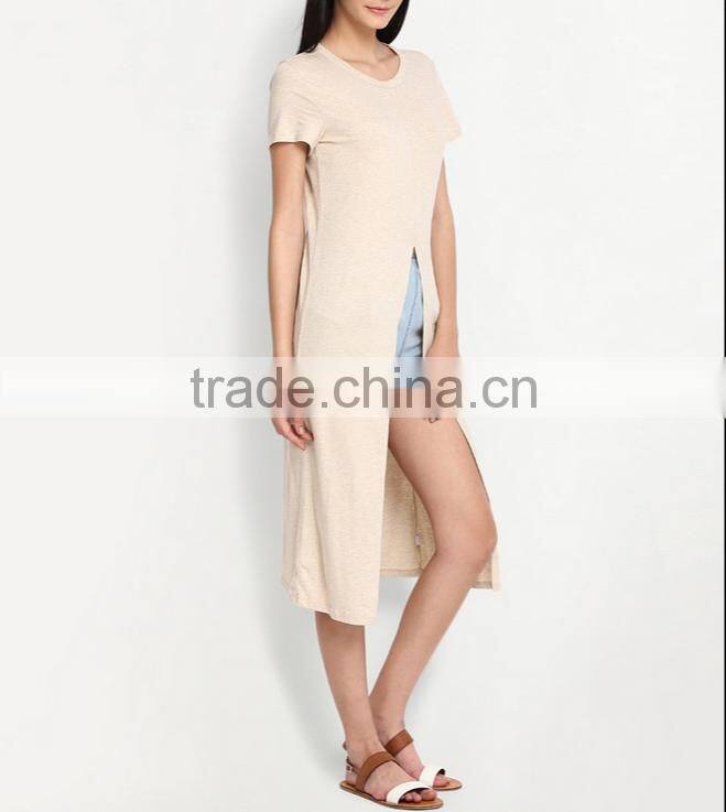 Women blank cotton longline design t shirt