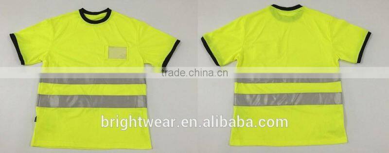 100% polyester pique fabric hi vis short sleeve custom safety T-shirt