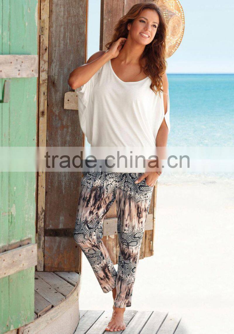 Women's bat wear loose short sleeve t shirts with dropped armhole supplier