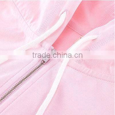 Plain pink zipper pocket hoodie