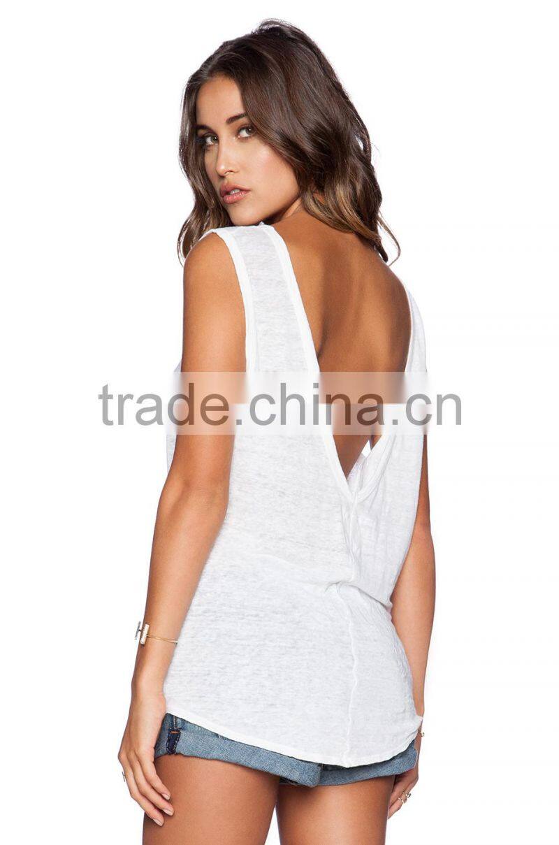 linen blend low back tank