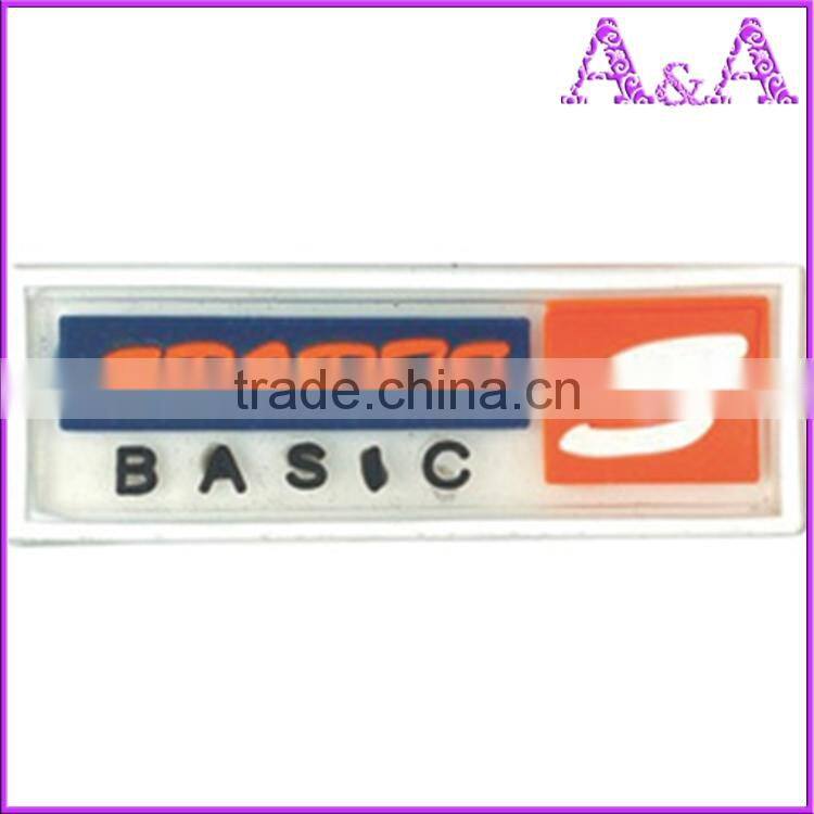 Custom pu leather metal labels / embossed rubber logo