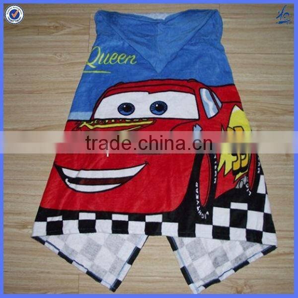 100% cotton printed adult hooded poncho beach towel