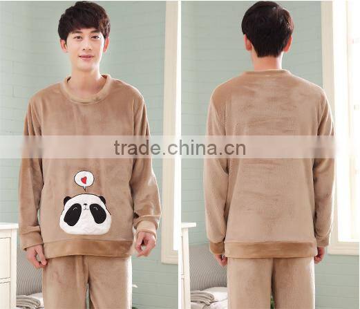 Popular fashion fleece men sleepwear autumn without hood