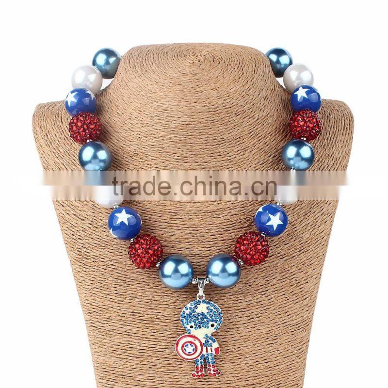 Captain America necklace girls bubblegum chunky plastic necklace M5060607