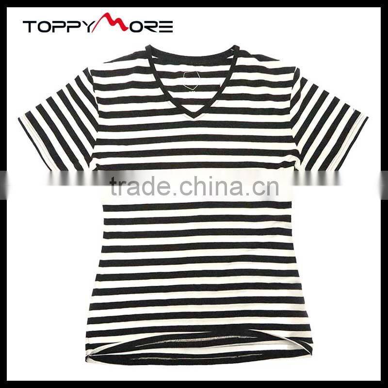 T092-1533R OEM Red And White Striped T Shirt Wholesale China, 95%Cotton Shirts High Quality