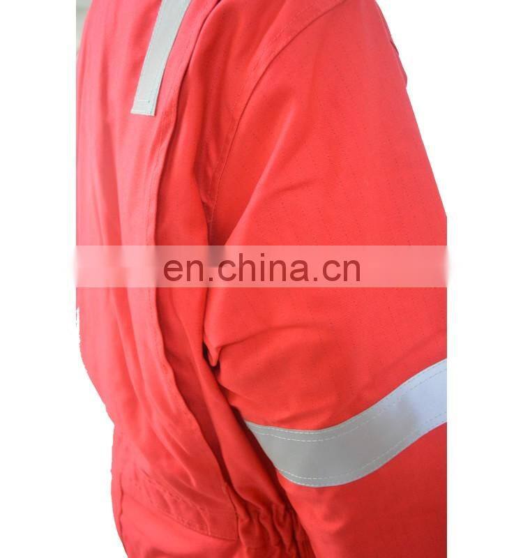 China Supplier Men's Zip Front 100 Cotton fire retardant fireproof winter coverall with reflective tapes
