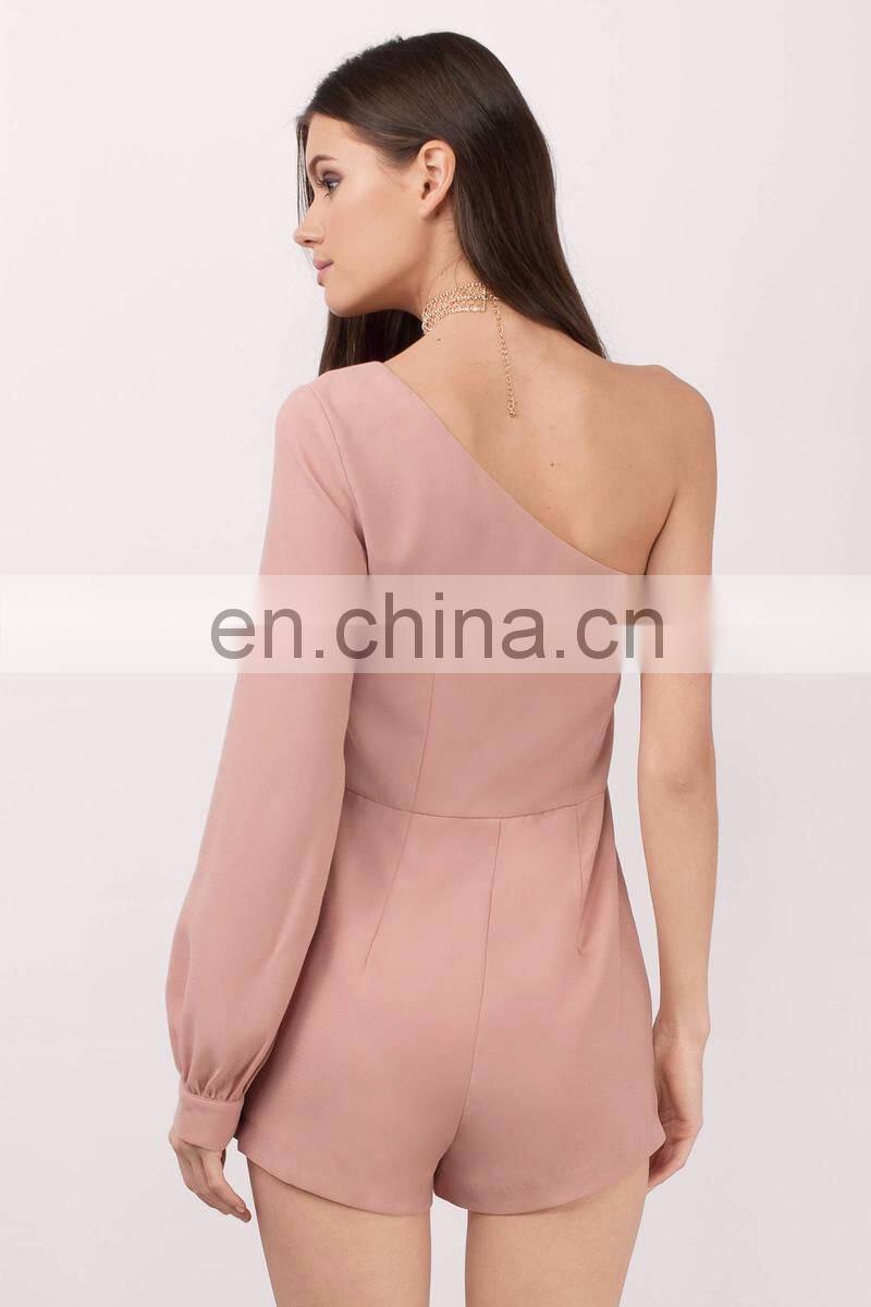 High Quality Blush Plain One Shoulder Adult Romper