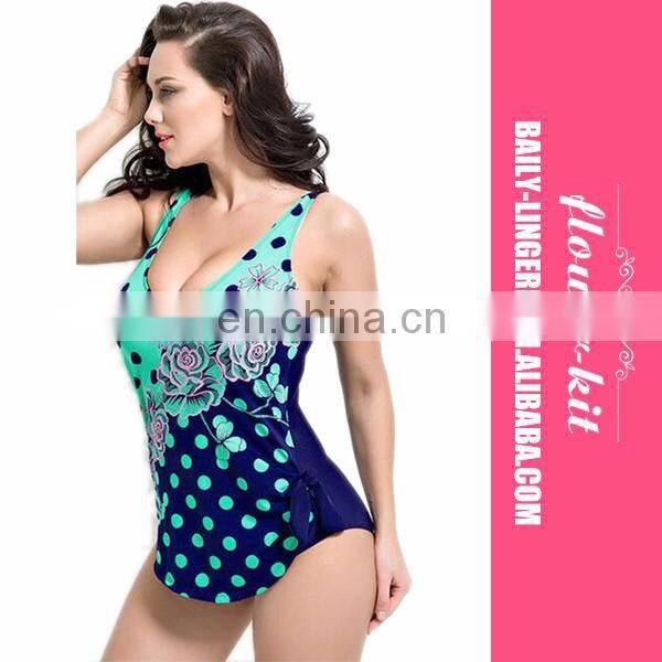 Polka Dot Printed Fashion Sexy Halter Retro Style One-Piece Bathing Suit