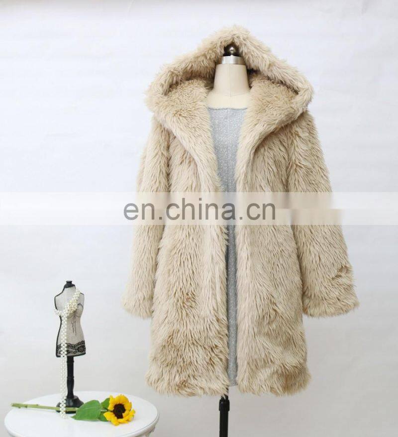 2016 wholesale ladies warm fake fur long coat