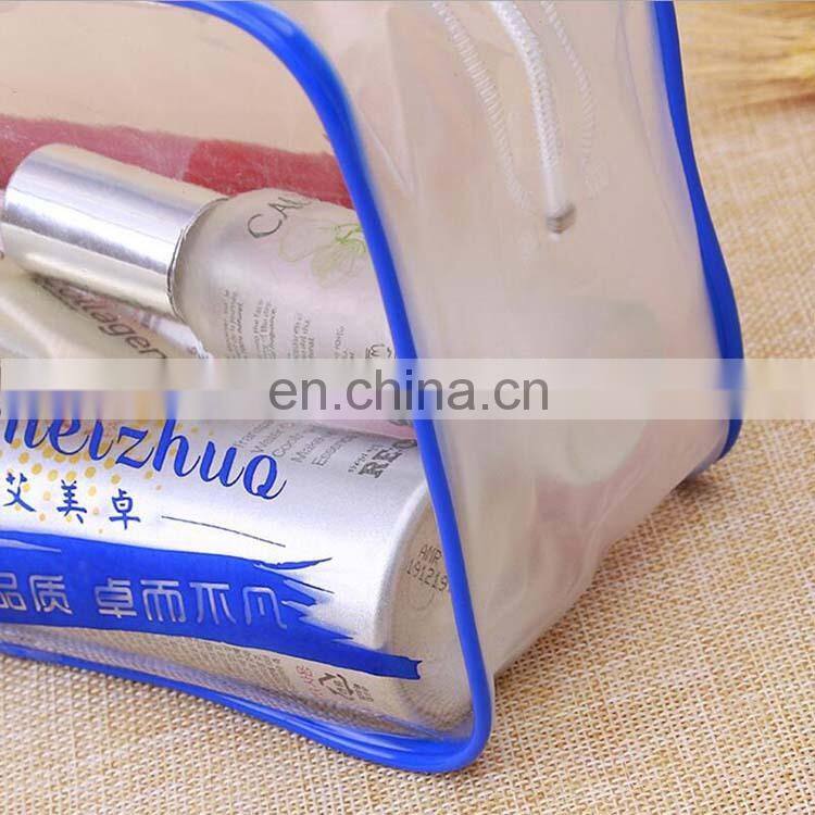 Factory Price Transparent Flat Bottom Reusable cheap pvc customize cosmetic pvc bag with zipper