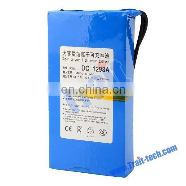 DC 1298A Battery Rechargeable 12V 3000mah Li-Polymer Battery Pack for CCTV Camera Car