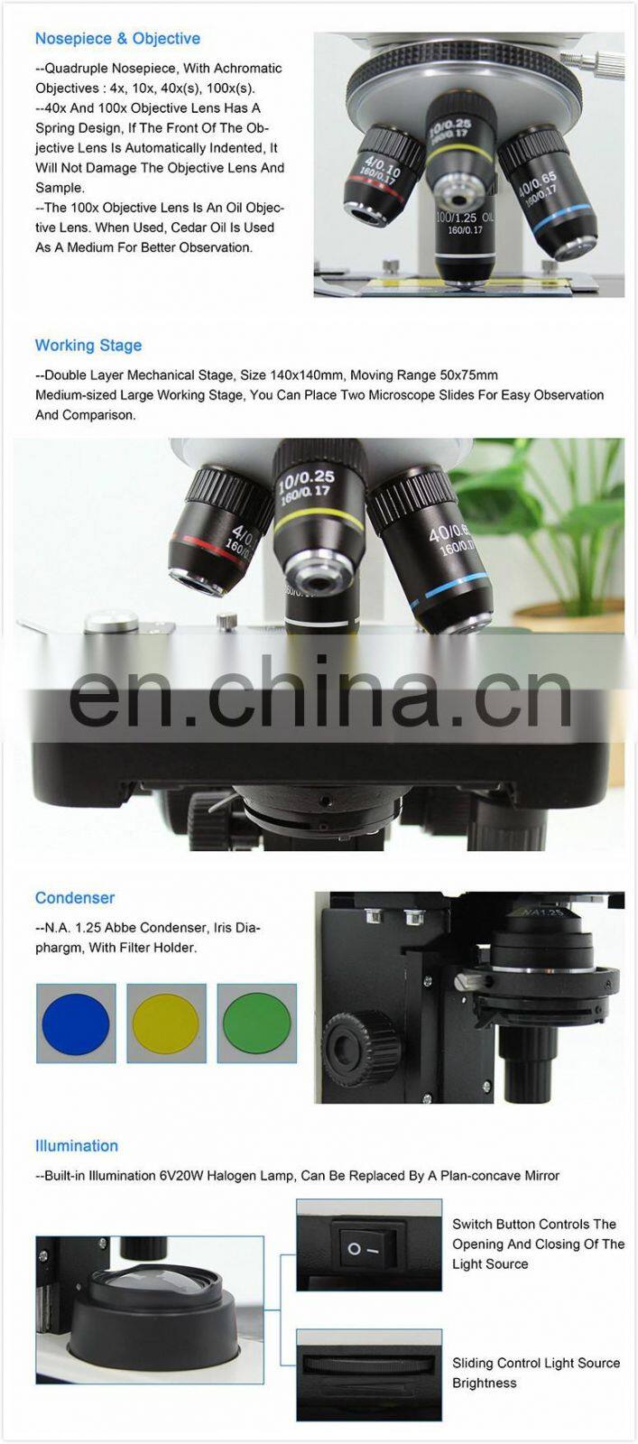 Laboratory Optical Binocular Compound Biological Microscope