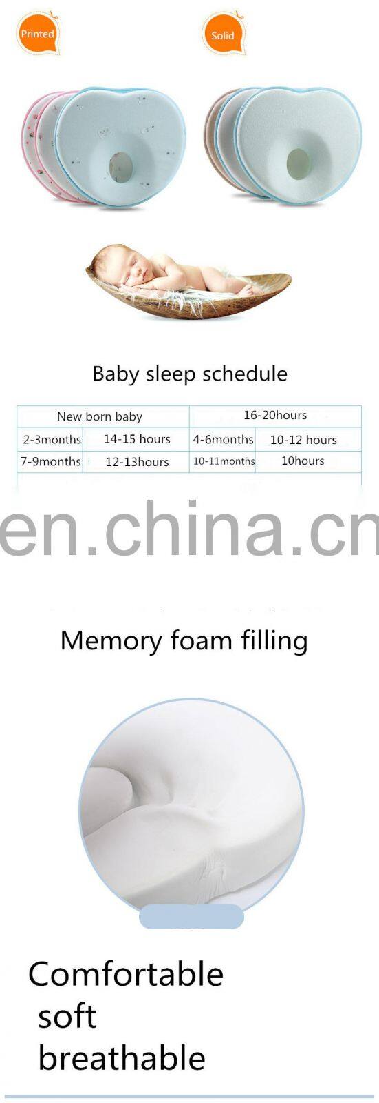 Small Custom Organic Cotton Anti Roll Sleep Nursing Memory Foam Flat Head Shape Support Baby Pillow Manufacturer For Newborn