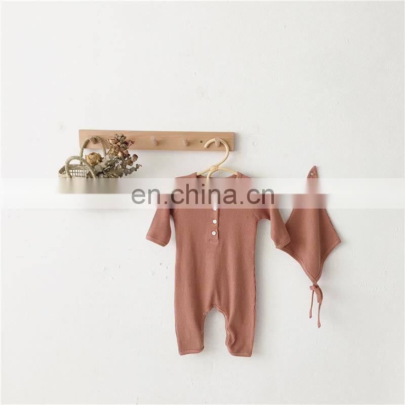 Newborn Infant Toddler Girl Boy Organic Cotton Knitted Cotton Long Sleeve Set Clothes Baby Romper 2020