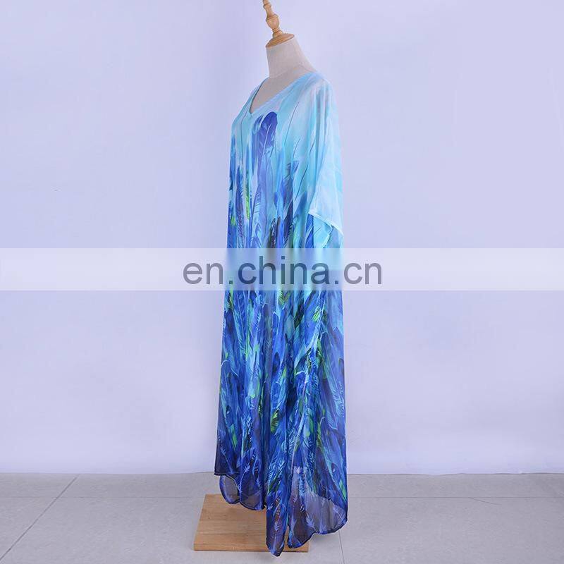 Plus size Chiffon Robe de Plage Long Print Beach Dress Swimsuit cover up Pareos de Playa Mujer Beach cover up Sarong Beachwear