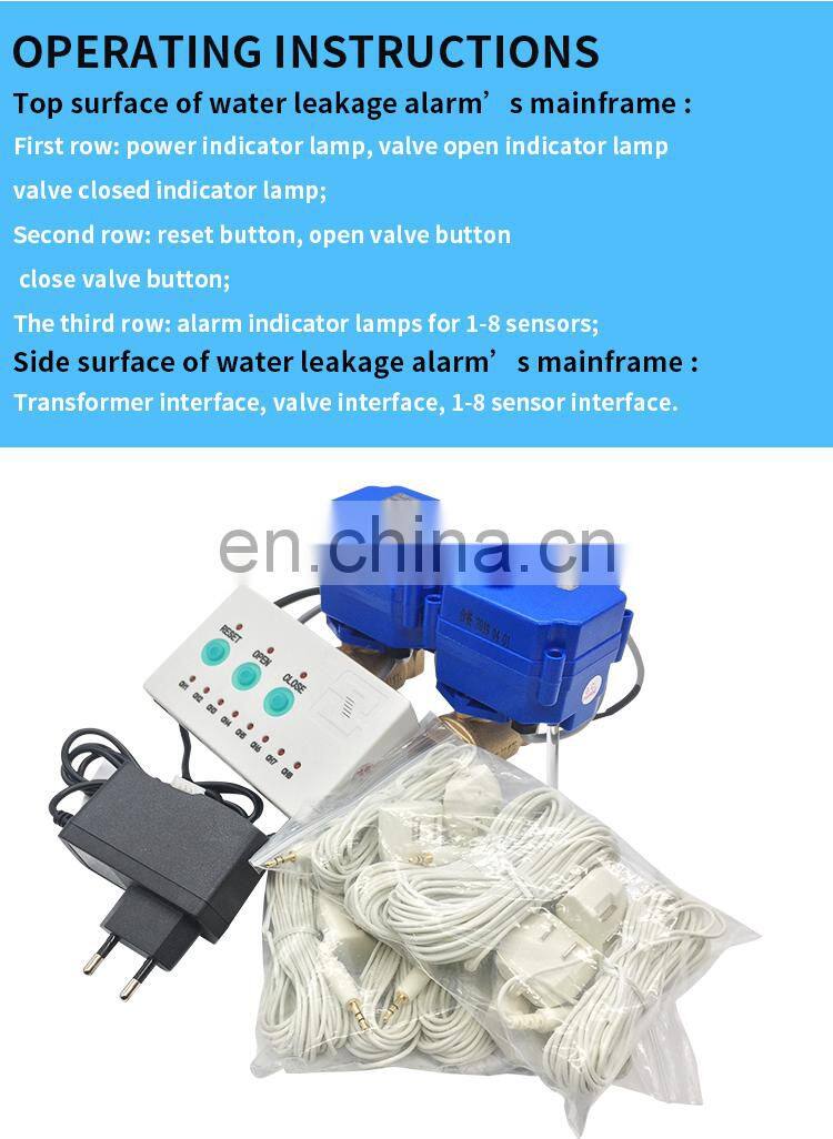 water leak detection valve with sensor and controller for smart home