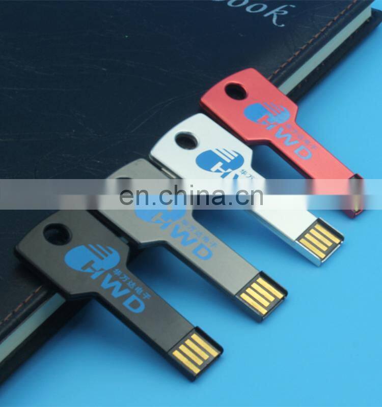 Hot Sale Metal Key Shape USB Flash Drive 64GB 32GB 16GB 8GB USB Pen Drive with Your Logo Customized