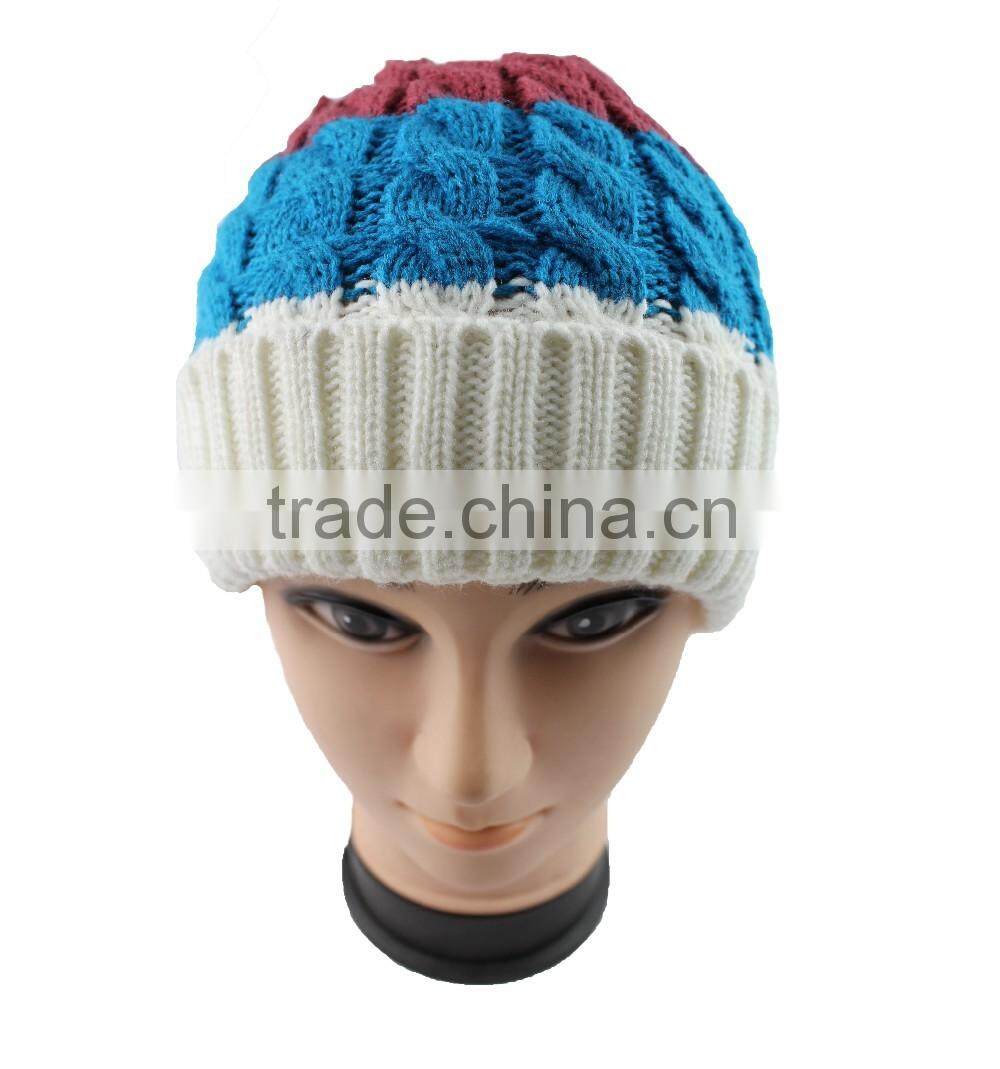 2016 hot sale winter stripe hat knit colorful women hat
