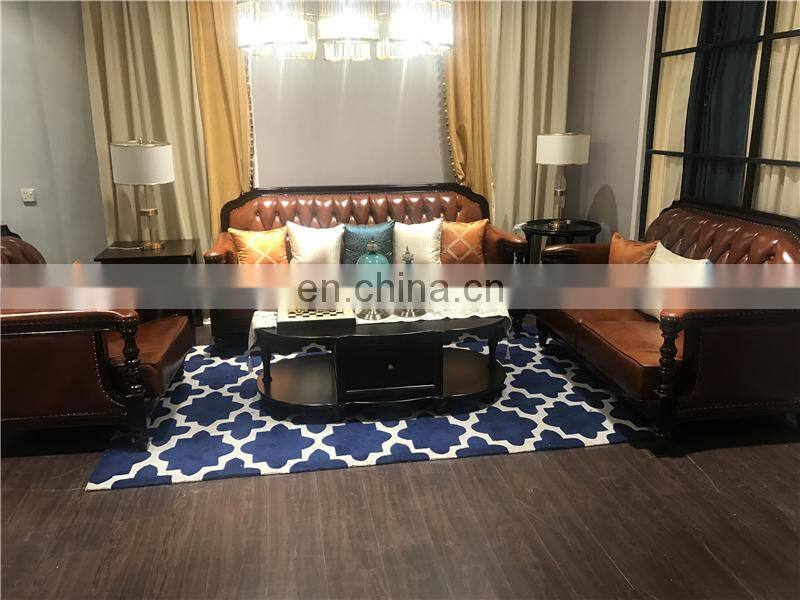 New arrival high quality wood royal antique sofa set furniture pure leather living room sofas