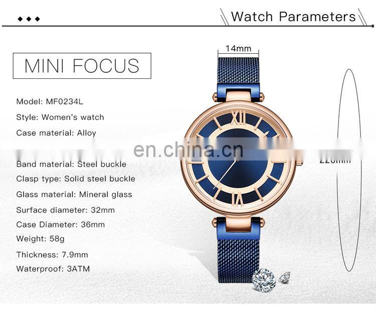 MINI FOCUS MF0234L Watch Wholesale Simple Analog Quartz Business Charm Stainless Steel Hand Ladies Watches