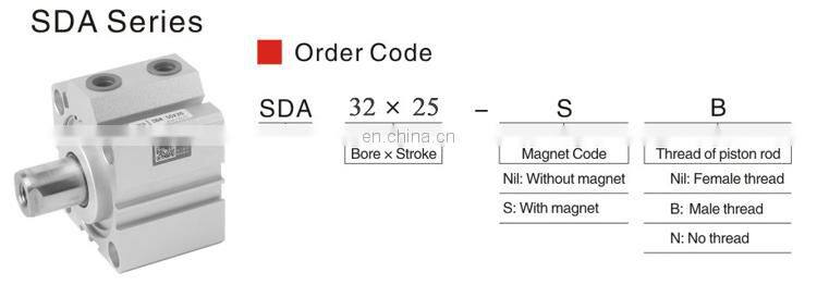SNS SDA32X25 pneumatic double acting small thin compact air cylinder