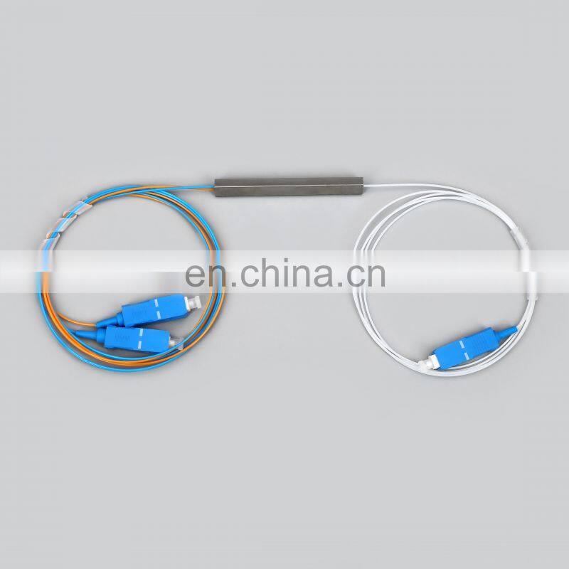 ftth fttx steel tube type fiber optic 1*2 plc sc splitter with sc upc connector