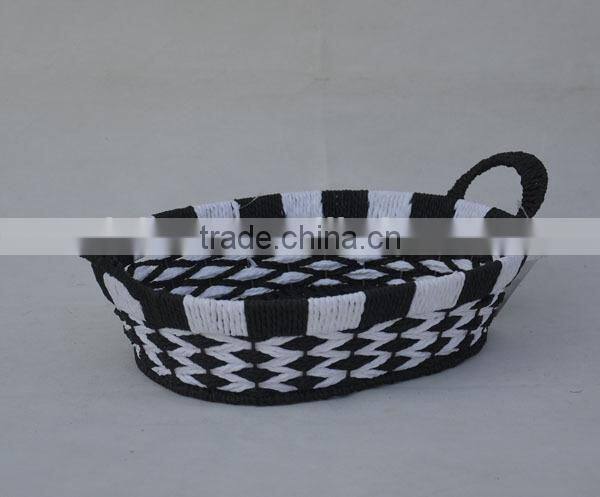 handmade oval paper rope storage basket