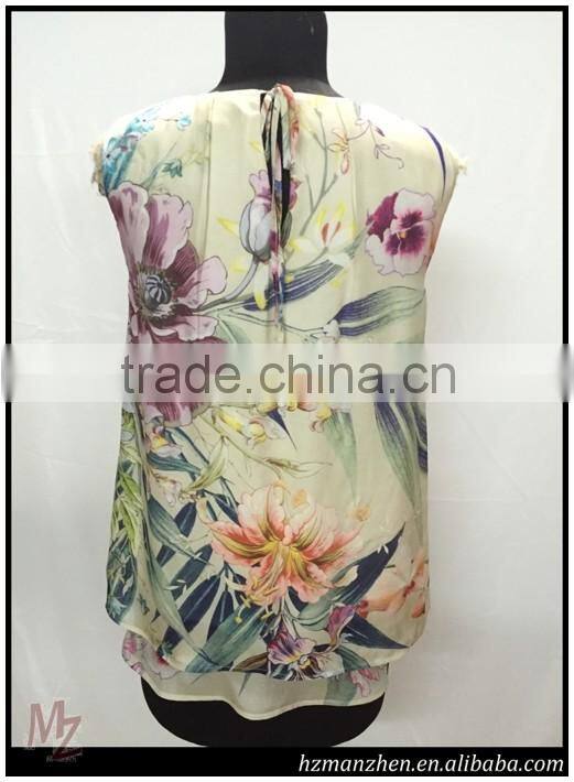 2016 New summer Silk printed ladies sexy vest