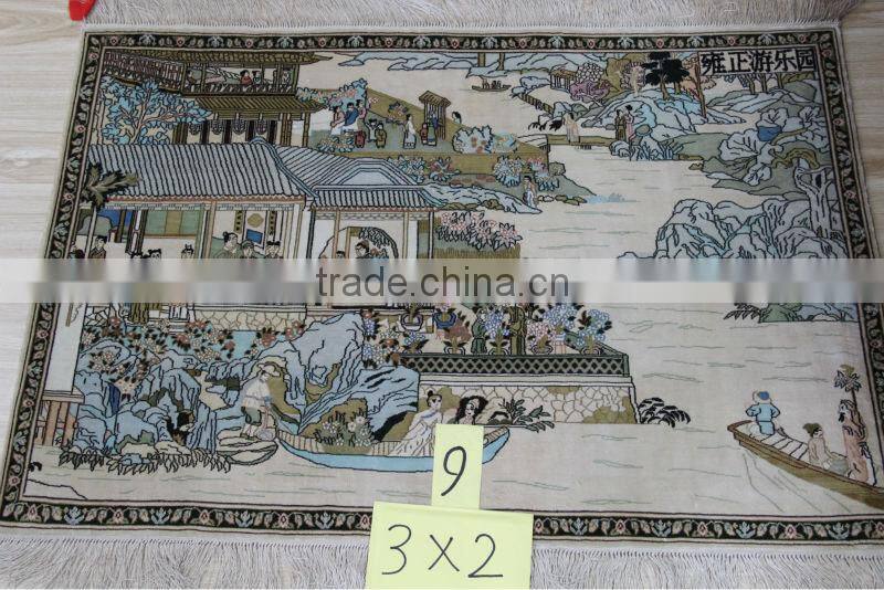 3X2 foot 400lines silk tapestry wall carpet flower design decorative tabriz silk carpet