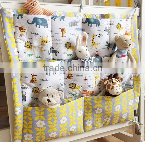 Baby cartoon Cot Bed Hanging Storage Bag hanging pockets