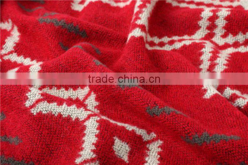 Whoesale Rhombic Geometry Pattern Jacquard Ladies Cashmere Poncho Shawl