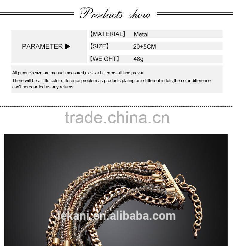 Wholesale Rope Multi-chain Mixed Styles Gold Strand Bracelet