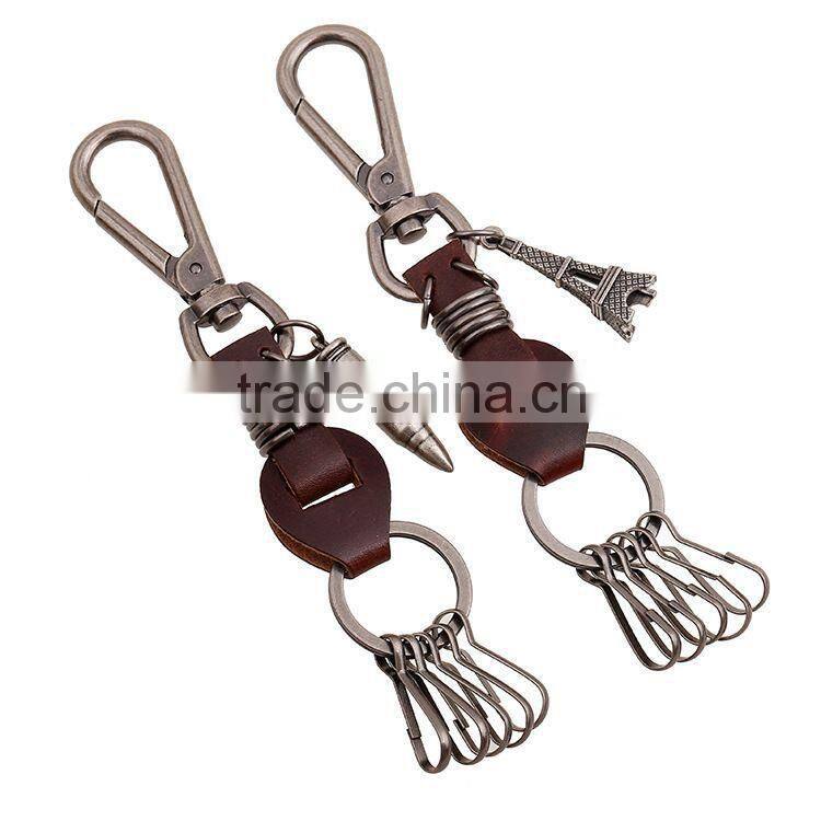 High Quality Hot Sale Lovely Genuine Handmade Leather Keychain With Key Ring Leather Keychain