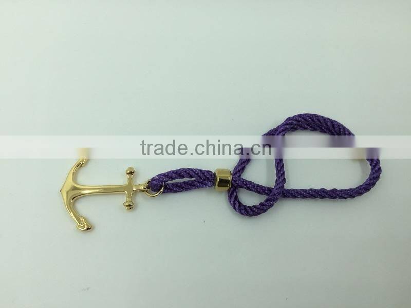 Classic Mens Style Anchor Bracelet Anchor Strings Leather Bracelet with top qaulity stainless steel anchor Bracelet