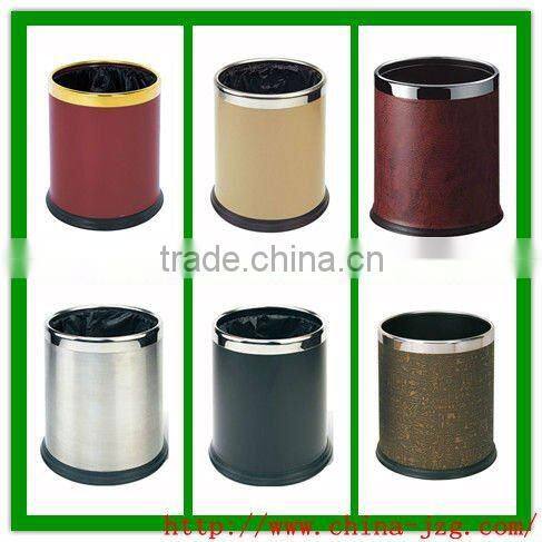 Stainless steel leather room dustbin (A-087)