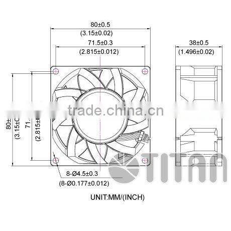 80*80*38mm Electric Motor Cooler Fan 12V DC Cooling Fan