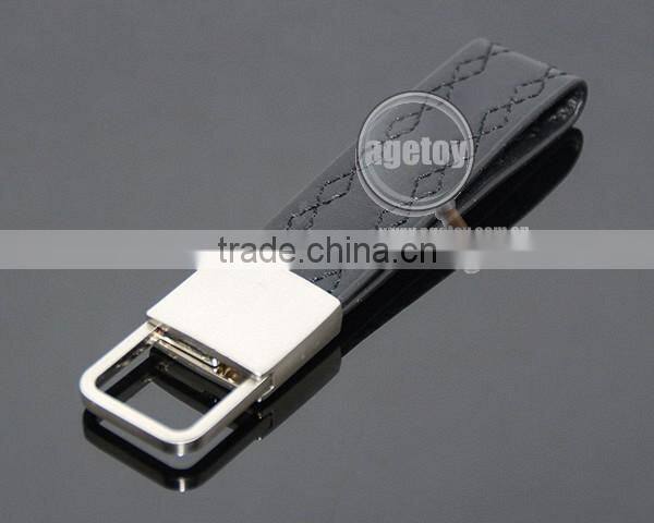 High Quality Promotional Black Genuine Leather Zinc Alloy Blank Metal Car Leather Keychain