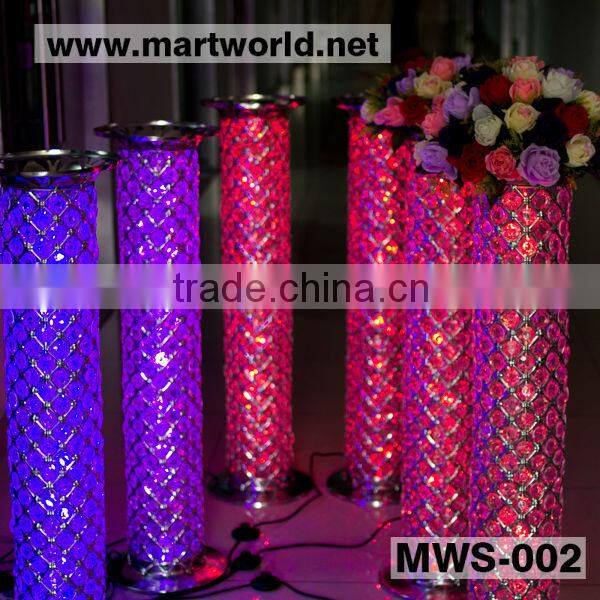 40inches Wedding Aisle silver LED RGB light wedding stages crystal pillars ,wedding stage crystal pillars