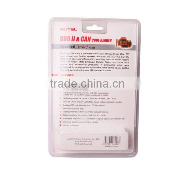 Super function auto car code scanner Original Autel AutoLink AL319 Next Generation OBD II/EOBD Code Reader in stock