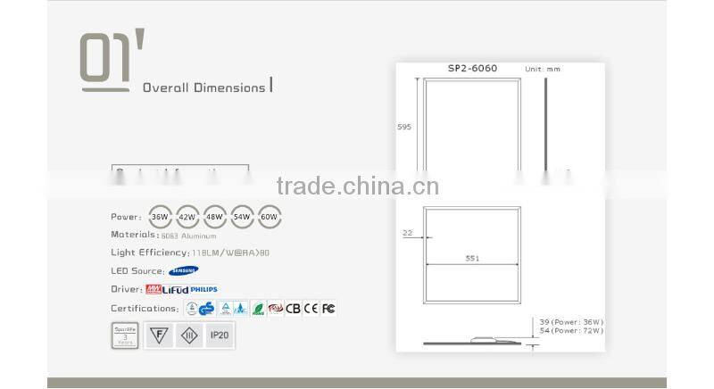 36W 600*600mm ultra thin bedroom lighting led panel light