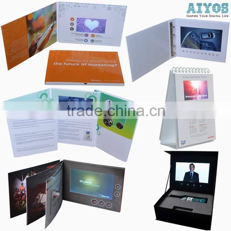 Full color Printed video Book with Lcd Screen (2.4" to 10.1") Video Brochure Card