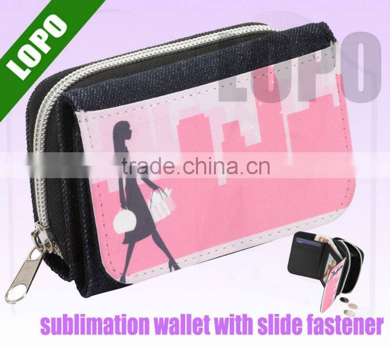 2016 newest style sublimation Fold girl's cute Denim wallet