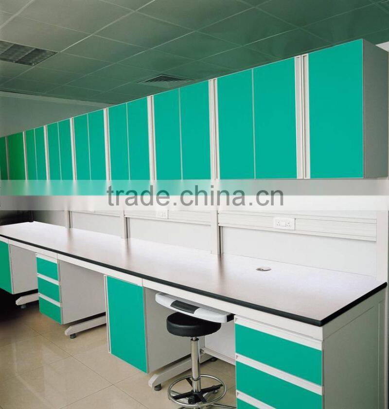 steel chemical laboratory test wall bench with sink