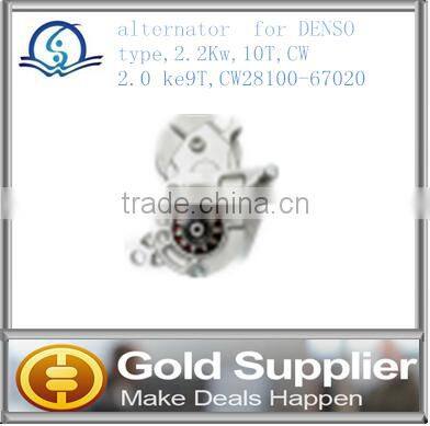 Brand New alternator for DENSO type, 2.2Kw, 10T, CW 2.0kw, 9T, CW 28100-67020 with high quality and most competitive price