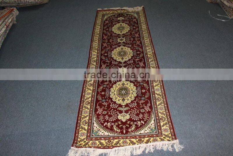 persian design red runner made in china, handmade silk carpet factory in guangzhou china