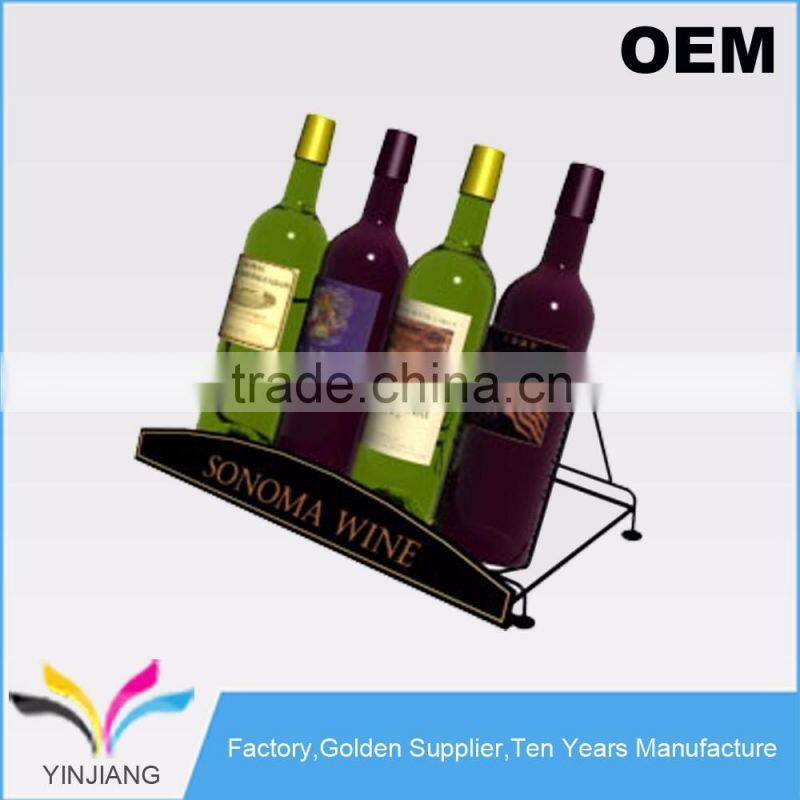 4 Bottles Metal Countertop wine display Holder for Beverage Stores