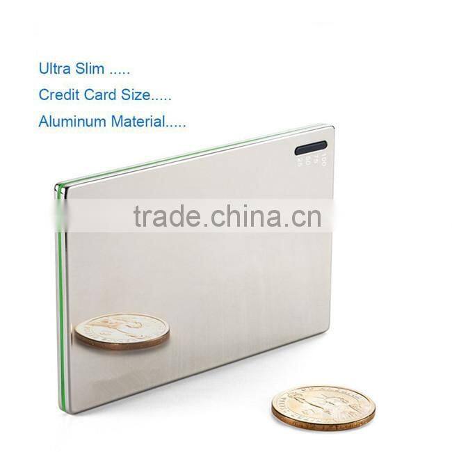 2015 hot promotion custom logo 2500mah portable ultra thin credit card power bank